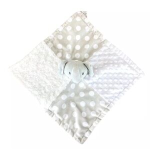 Baby Essentials Elephant Gray White Lovey Security Blanket Polka Dot Fuzzy Soft
